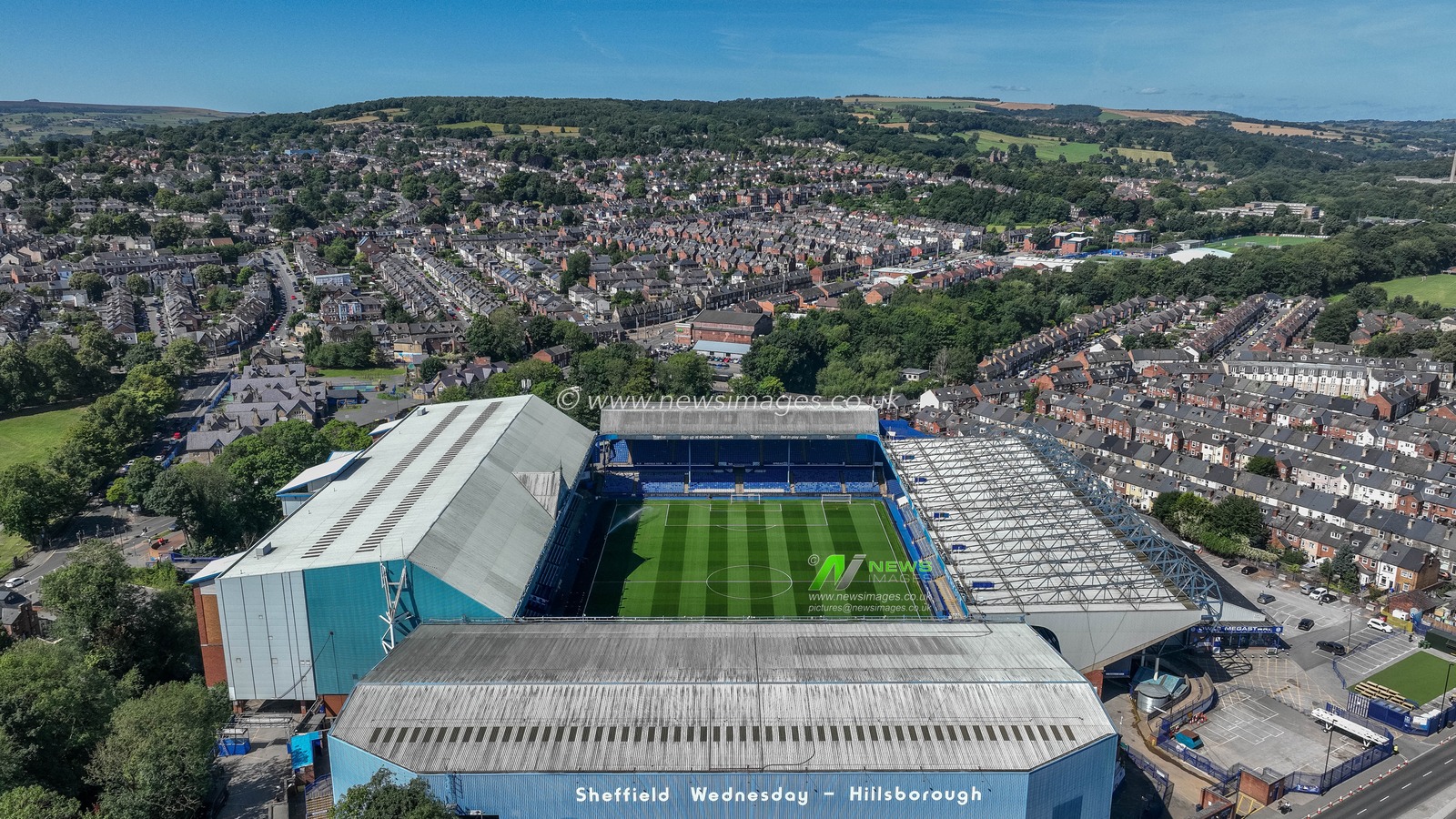An aerial view of Hillsborough ahead of the Sky Bet Championship match Sheffield Wednesday vs Plymouth Argyle at Hillsborough, Sheffield, United Kingdom, 11th August 2024

(Photo by Mark Cosgrove/News Images)