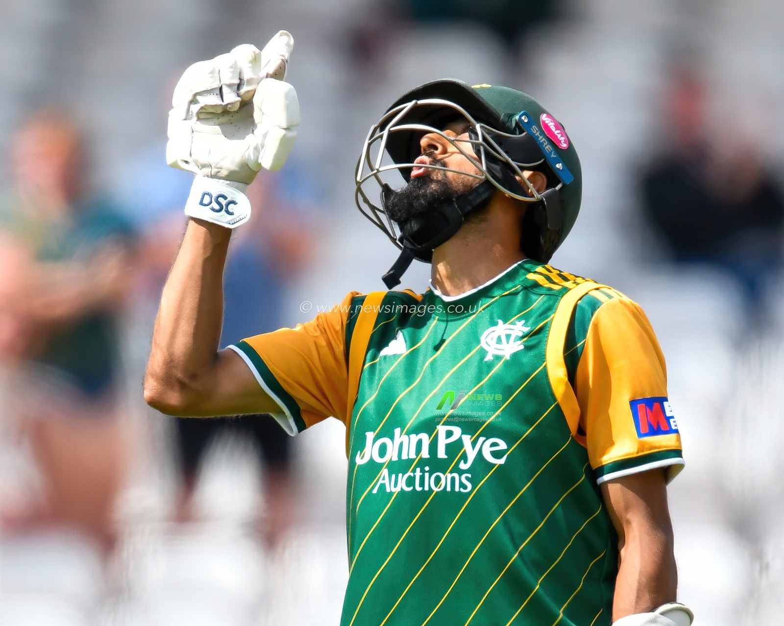 Haseeb HAMEED of Nottingham Outlaws celebrates his century during the Royal London One-day Cup Group B match Nottinghamshire vs Gloucestershire at Trent Bridge, Nottingham, United Kingdom, 9th August 2024

(Photo by Mark Dunn/News Images)