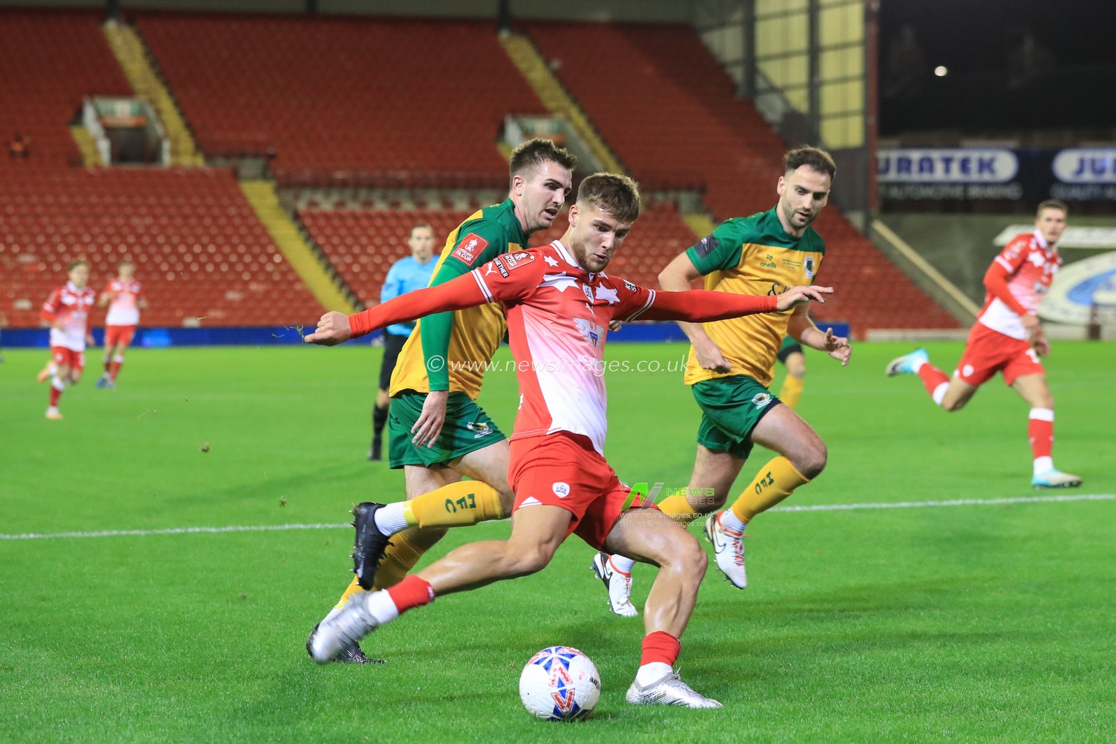 John Mcatee #45 of Barnsley takes a shot on goal during the Emirates FA Cup 1st Round match Barnsley vs Horsham FC at Oakwell, Barnsley, United Kingdom, 3rd November 2023

(Photo by Alfie Cosgrove/News Images)