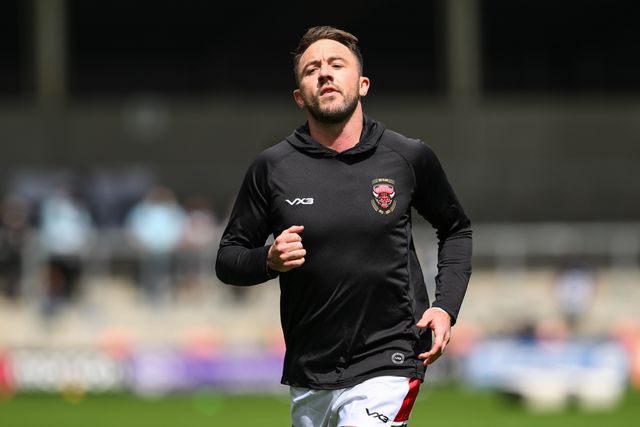 Ryan Brierley of Salford Red Devils during pre match warm up ahead of the Betfred Super League Round 16 match Salford Red Devils vs Hull FC at Salford Community Stadium, Eccles, United Kingdom, 7th July 2024

(Photo by Craig Thomas/News Images)