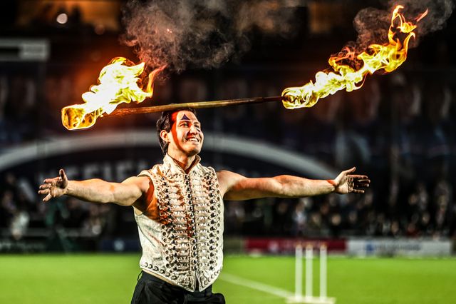 Pre-match entertainment ahead of the Betfred Super League round 5 match Wakefield Trinity vs Leigh Leopards at DIY Kitchens Stadium, Wakefield, United Kingdom on 20 March 2026

(Photo by Alfie Cosgrove/News Images)