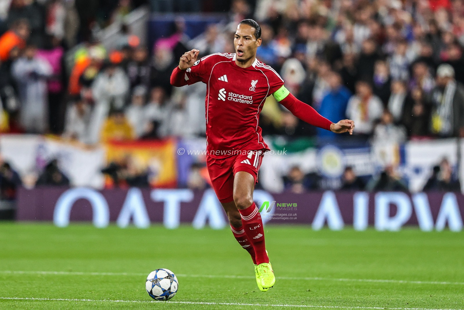 Virgil van Dijk of Liverpool during the UEFA Champions League Matchday 4 of 8 Liverpool vs Real Madrid at Anfield, Liverpool, United Kingdom, 4th November 2025

(Photo by Alfie Cosgrove/News Images)

*** GER AUT SUI OUT ***