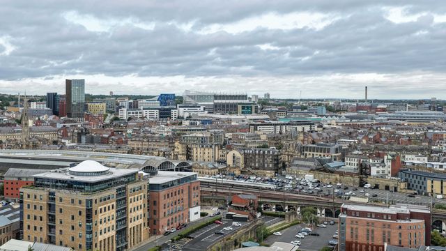 An aerial view of St James’ Park from across the city during the Pre-season friendly match Newcastle United vs Espanyol at St. James's Park, Newcastle, United Kingdom, 8th August 2025

(Photo by Mark Cosgrove/News Images)