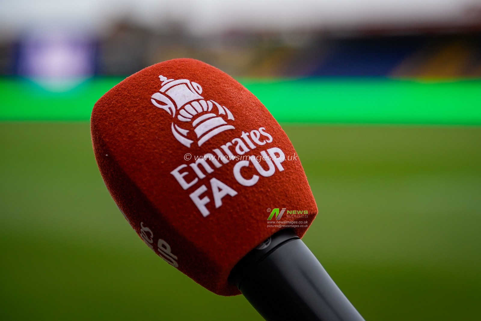 Match day microphone with logo during the Emirates FA Cup fifth round match Mansfield Town vs Arsenal at One Call Stadium, Mansfield, United Kingdom on 07 March 2026

(Photo by Maynard Manyowa/News Images)