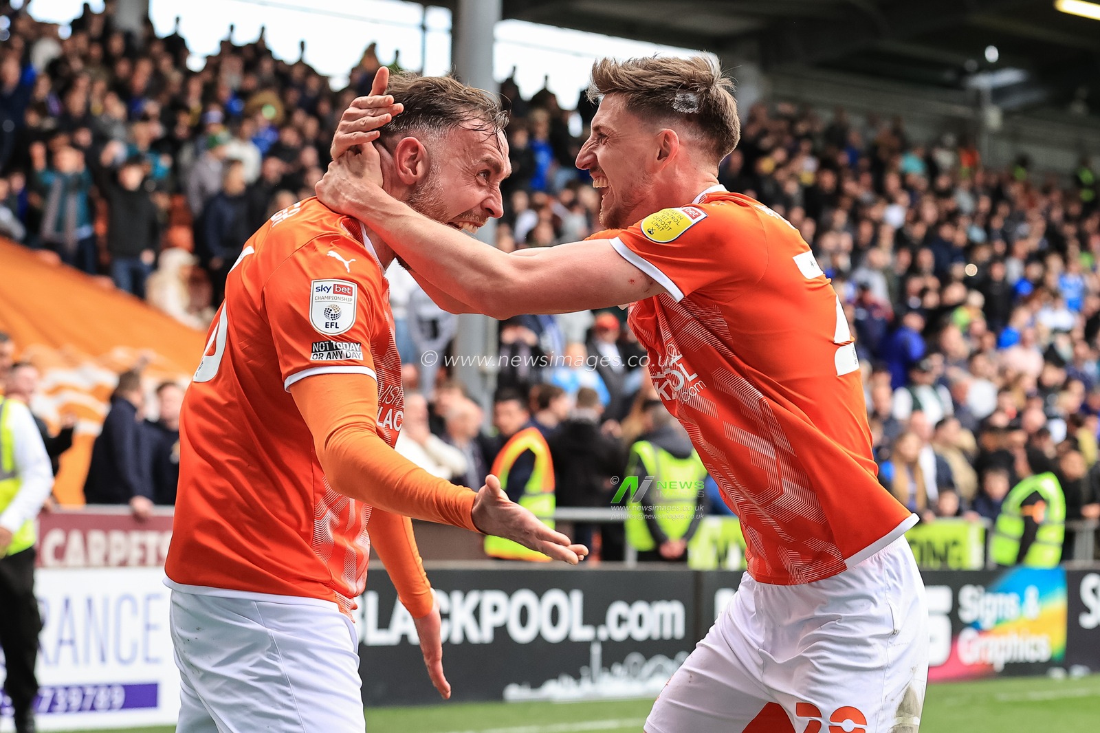 Jake Beesley #28 of Blackpool celebrates his goal to make it 4-0