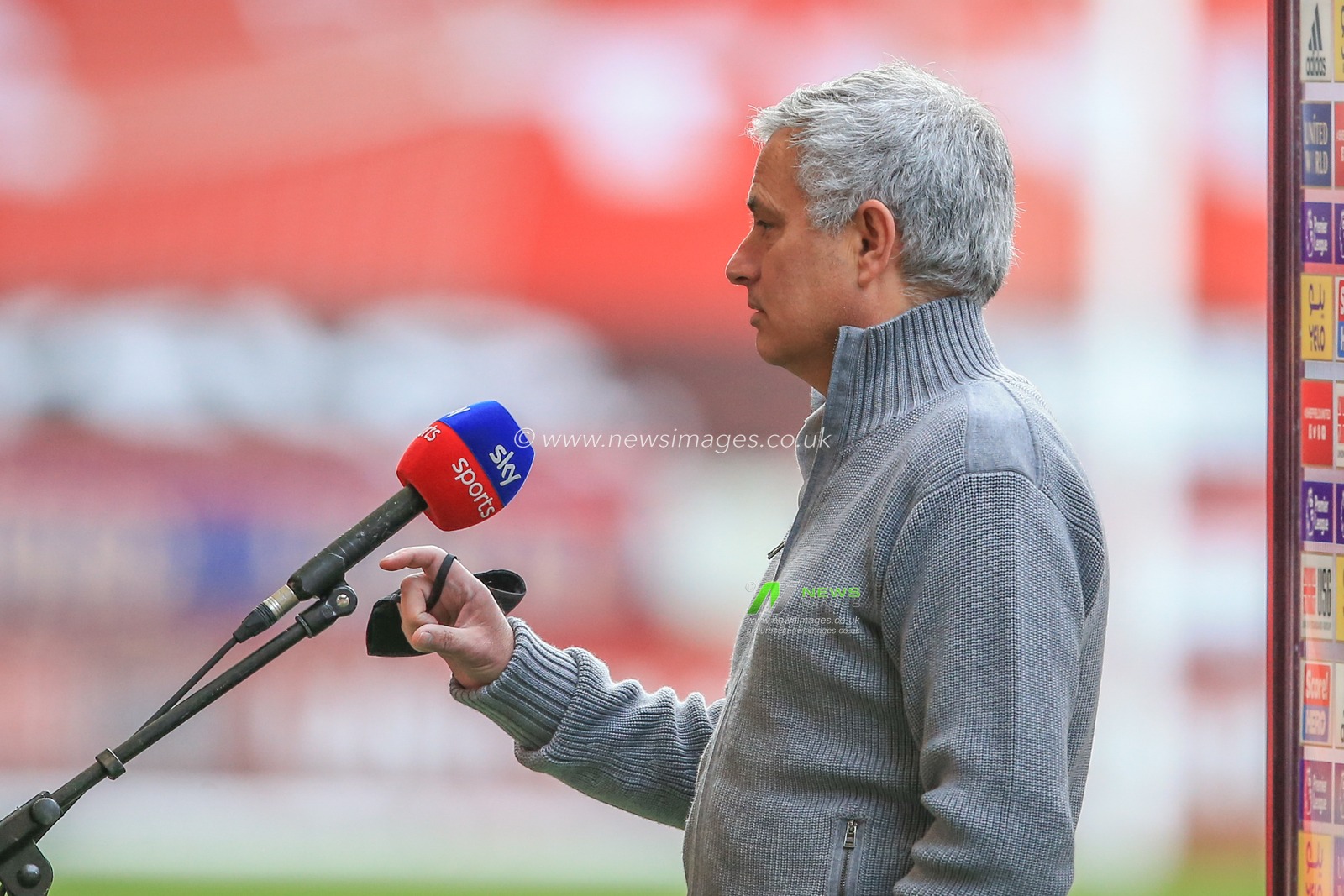 JosÃ© Mourinho manager of Tottenham Hotspur speaks to the press ahead of kick-off