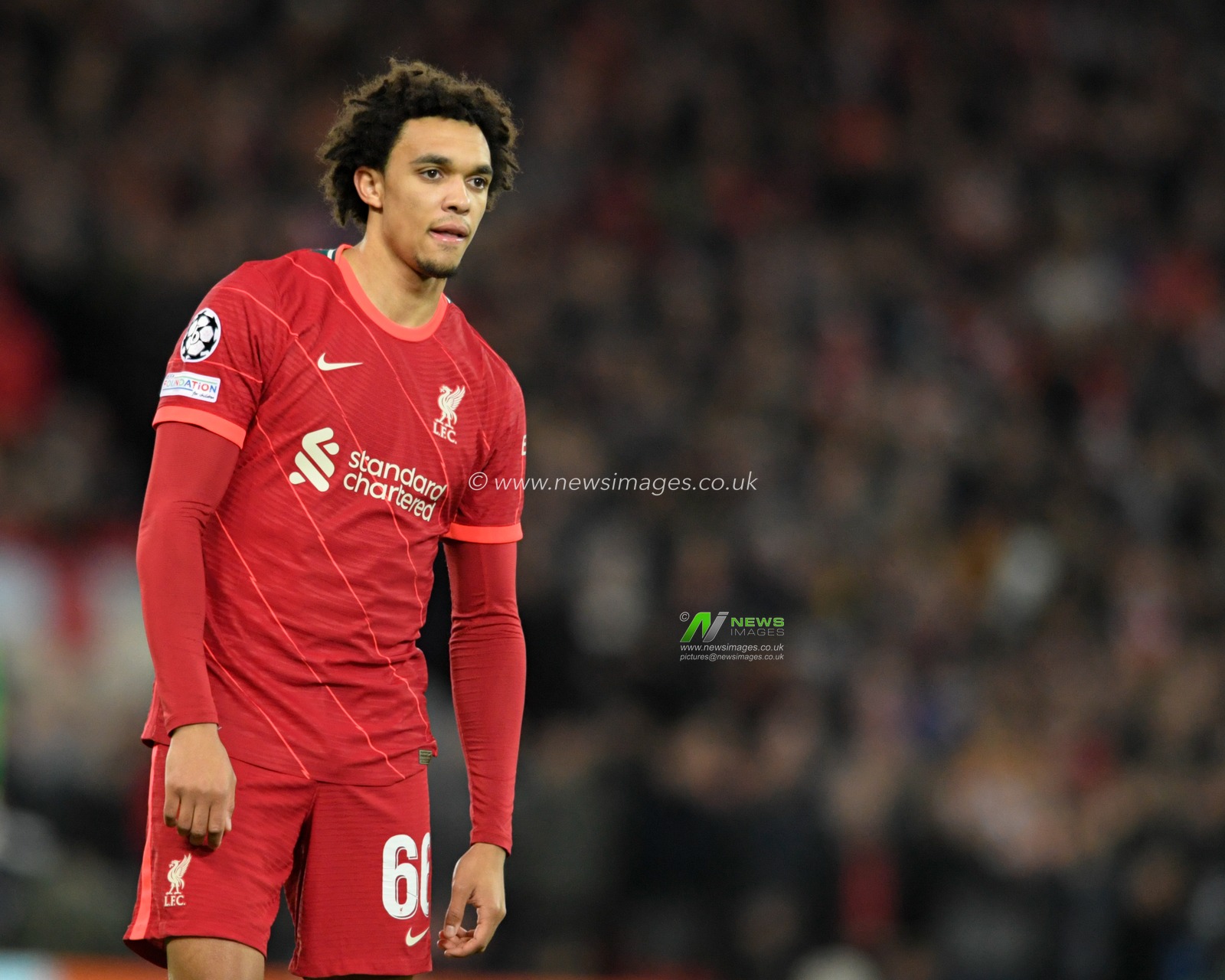 Trent Alexander-Arnold #66 of Liverpool in action during the game