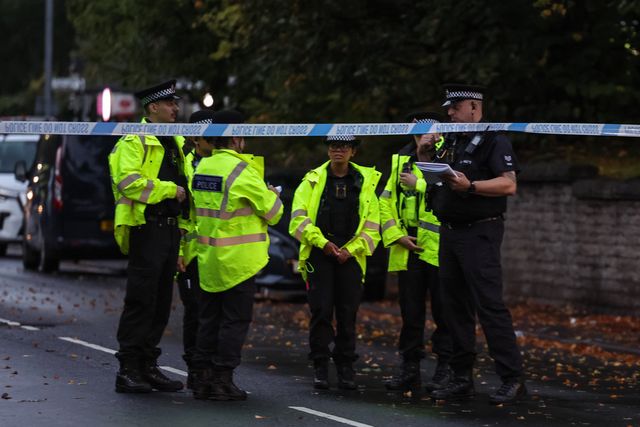 Police officers take notes during the Manchester synagogue terror attack day 2 at Heaton Park Shul, Manchester, United Kingdom, 3rd October 2025

(Photo by Mark Cosgrove/News Images)