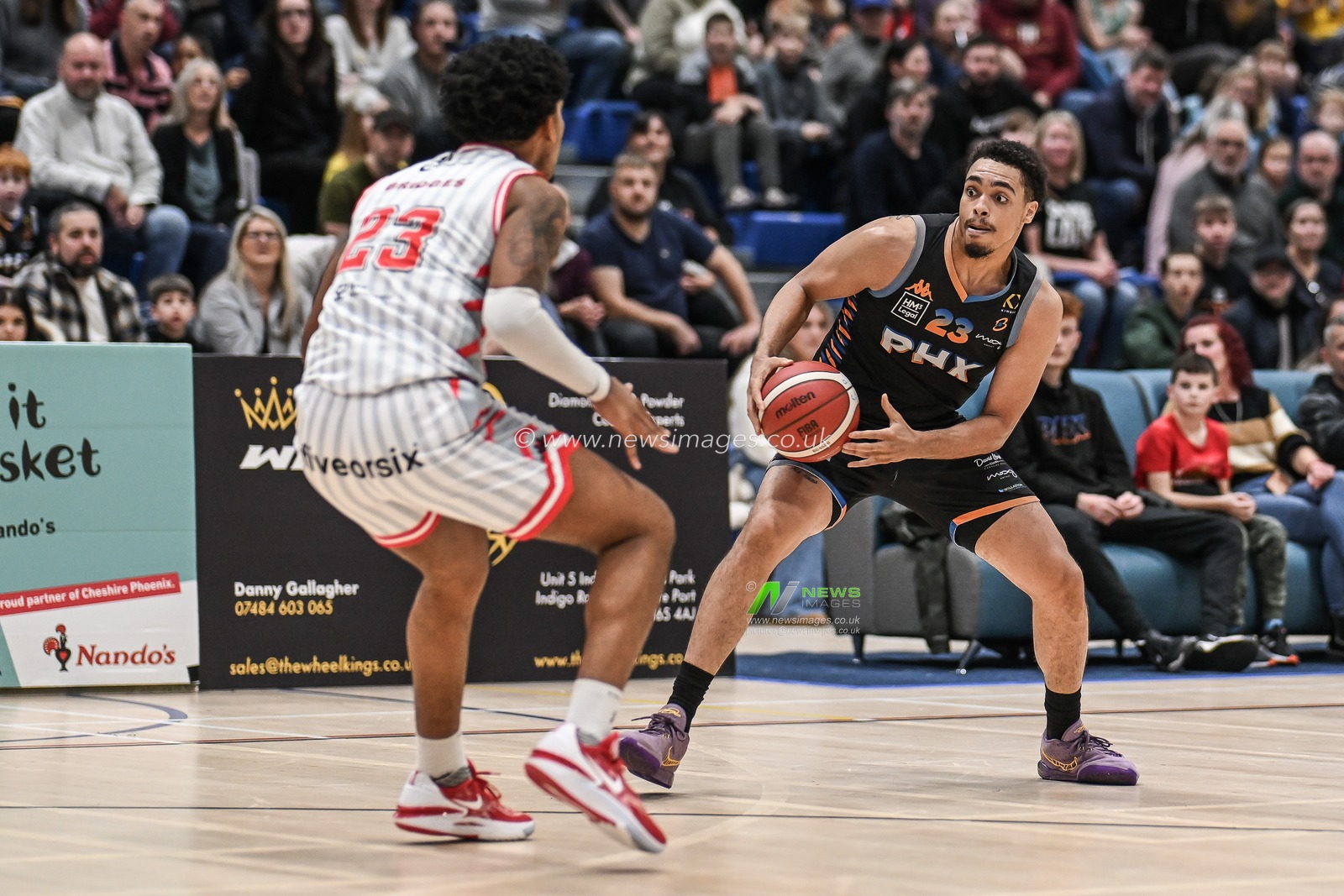 Ethan Chargois of Cheshire Phoenix in action during the British Basketball Championship match Cheshire Phoenix vs Leicester Riders at Ellesmere Port Sports Village, Ellesmere Port, United Kingdom, 12th November 2023

(Photo by Craig Thomas/News Images)