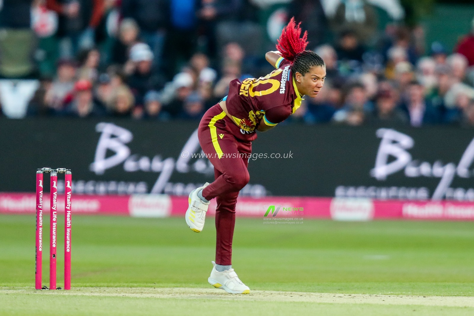 Cherry Ann Fraser of West Indies Women bowls during the 1st Vitality IT20 Series England Women v West Indies Women at The Spitfire Ground, Canterbury, United Kingdom, 21st May 2025

(Photo by Izzy Poles/News Images)