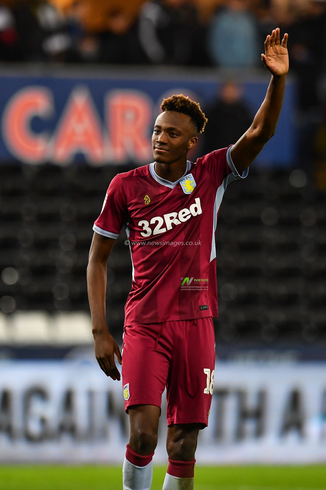 26th December 2018, Liberty Stadium, Swansea, Wales; Sky Bet Championship, Swansea vs  Aston Villa ; Tammy Abraham of Aston Villa thanks the travelling fans at the final whistle 

Credit: Craig Thomas/News Images

English Football League images are subject to DataCo Licence