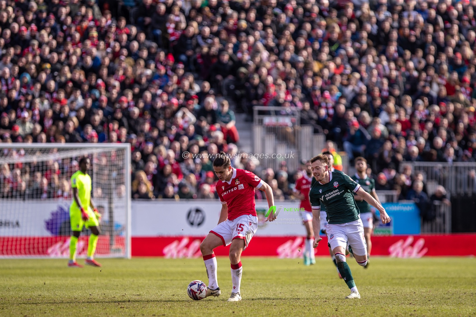 George Dobson of Wrexham AFC during the Sky Bet League 1 match Wrexham vs Bolton Wanderers at SToK Cae Ras, Wrexham, United Kingdom, 1st March 2025

(Photo by Nik Mesney/News Images)