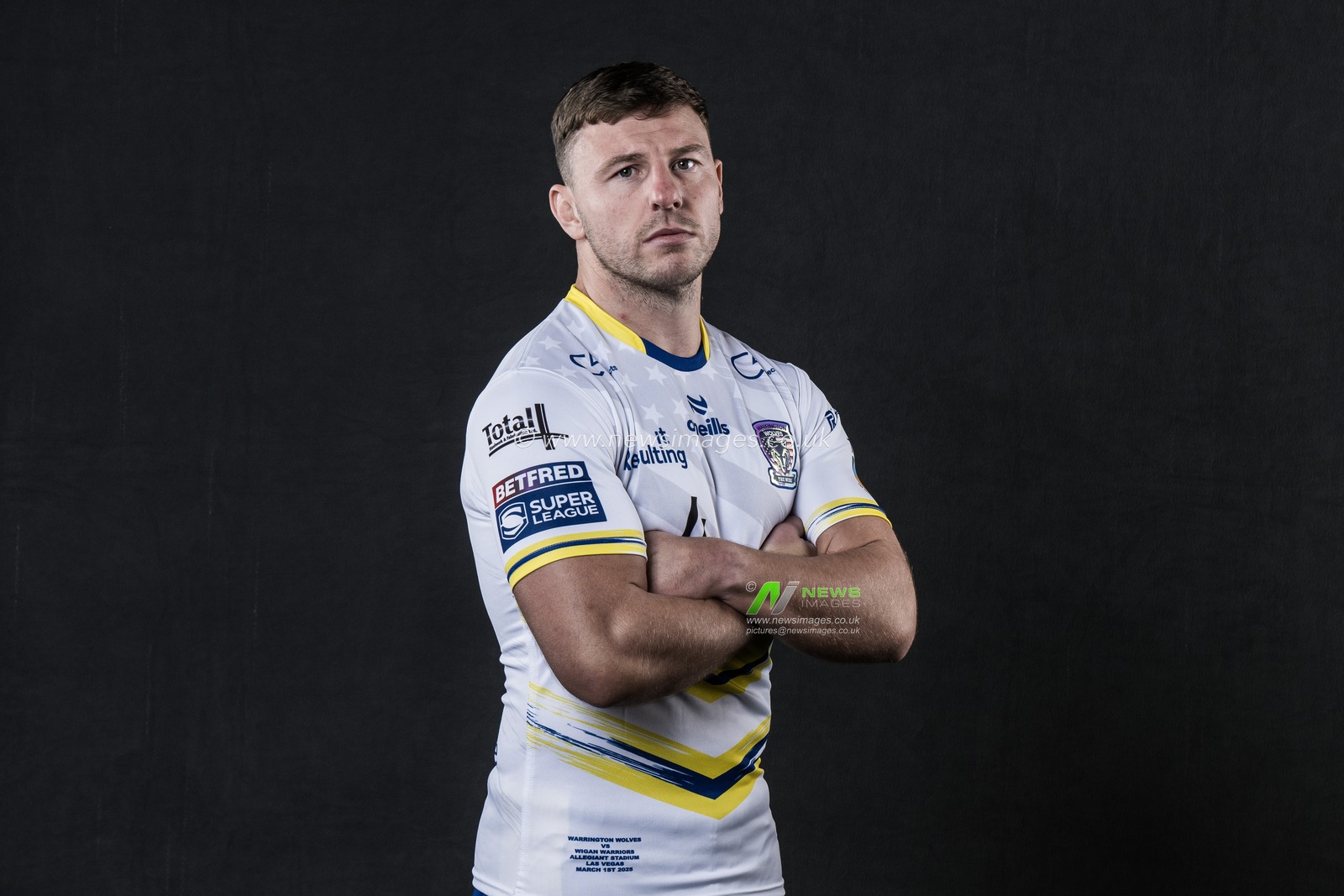George Williams in the Las Vegas kit during the Warrington Wolves Team media day at Warrington wolves training centre, Warrington, United Kingdom, 16th January 2025

(Photo by Craig Thomas/News Images)