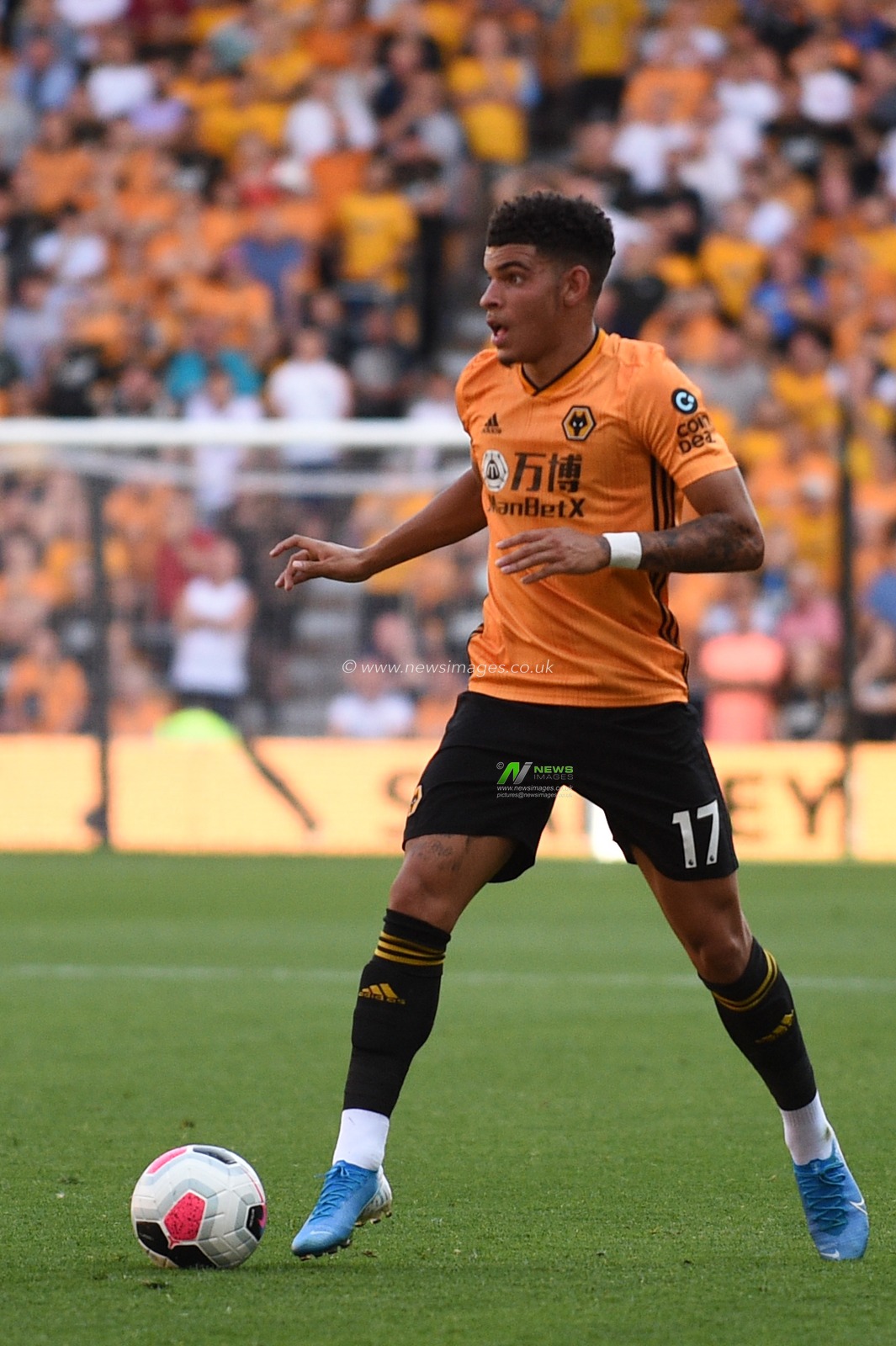 25th August 2019, Molineux Stadium, Wolverhampton, England ; Premier League Football, Wolverhampton Wanderers vs Burnley ; Morgan Gibbs-White (17) of Wolverhampton Wanderers in action during the game

Credit: Richard Long/News Images

English Football League images are subject to DataCo Licence