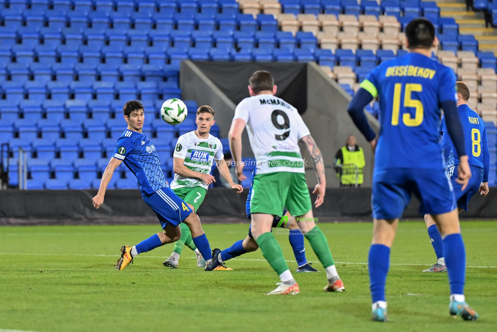 Josh Daniels of The New Saints shoots towards goal during the UEFA Conference League match The New Saints vs Astana at New Meadow, Shrewsbury, United Kingdom, 24th October 2024

(Photo by Cody Froggatt/News Images)