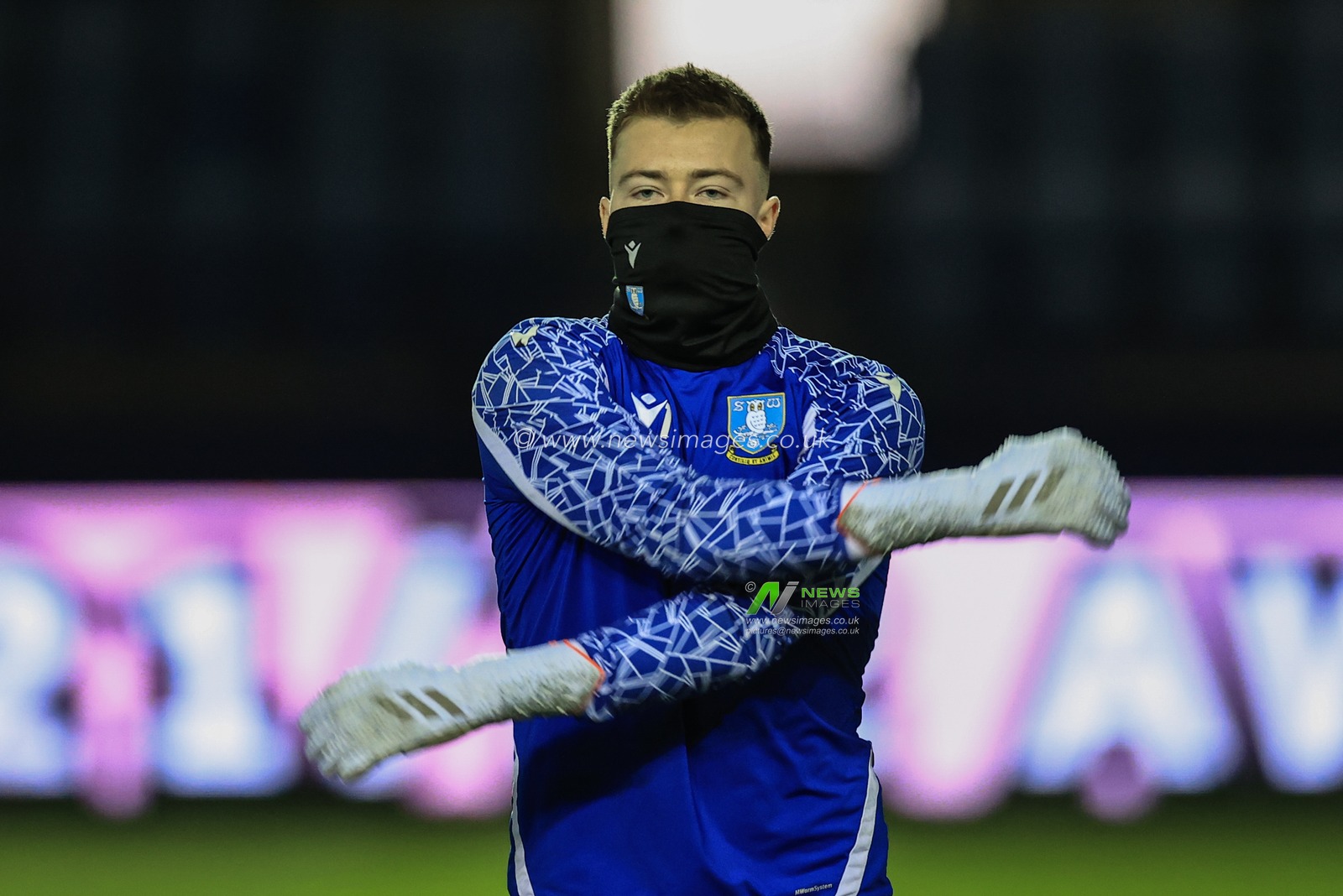 Bailey Peacock-Farrell #1 of Sheffield Wednesday during the pre-game warmup