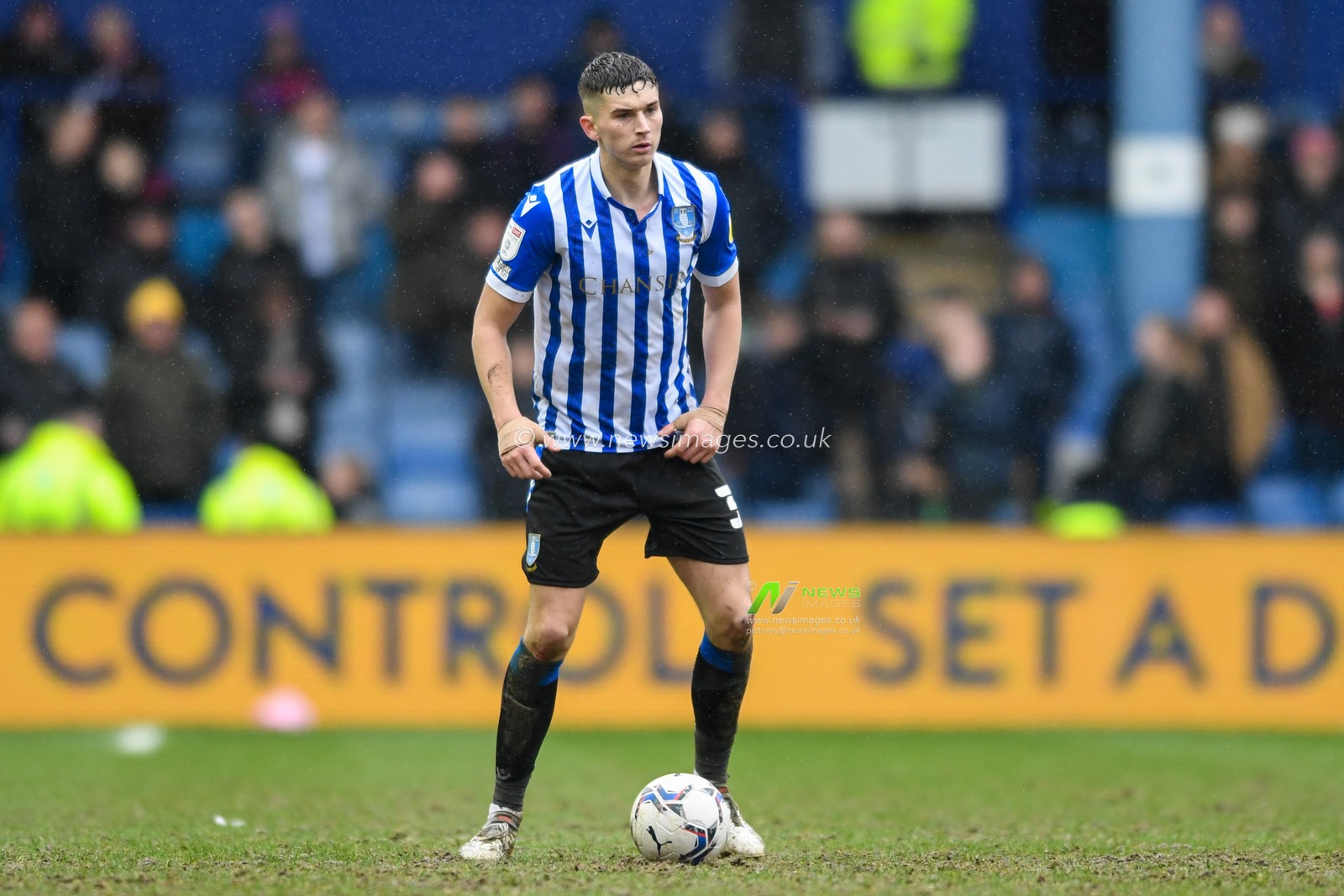Jordan Storey #38 of Sheffield Wednesday looks for a passing option