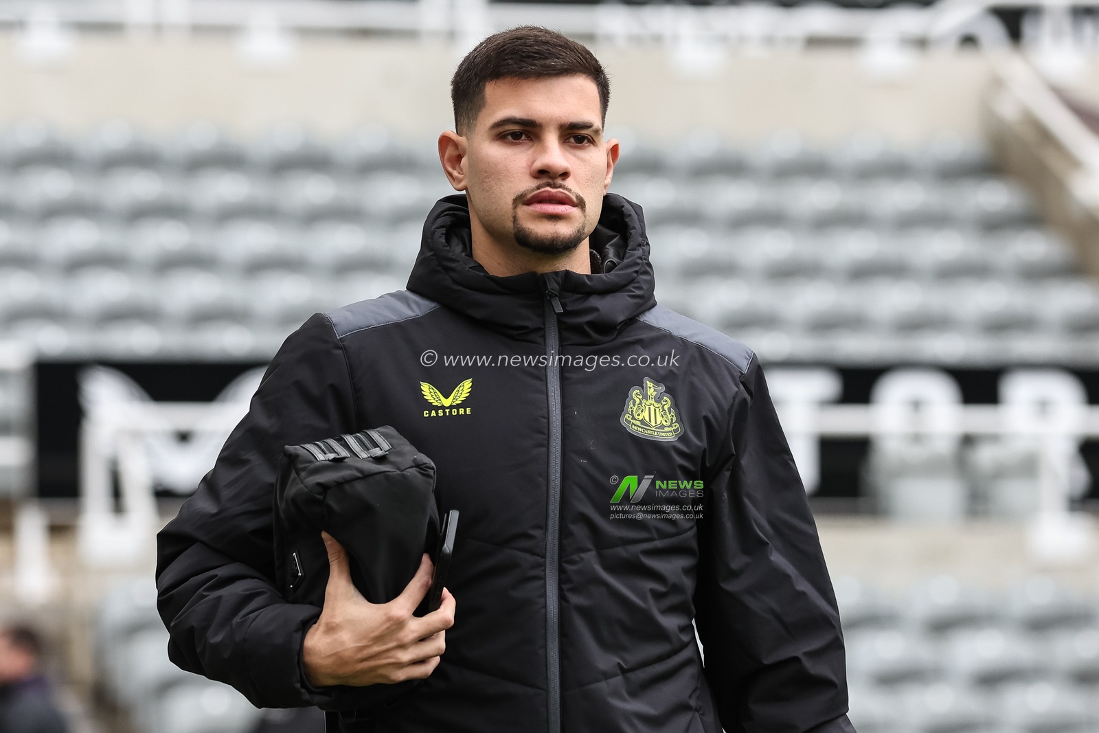 Bruno GuimarÃ£es of Newcastle United arrives during the Premier League match Newcastle United vs Everton at St. James's Park, Newcastle, United Kingdom, 2nd April 2024

(Photo by Mark Cosgrove/News Images)