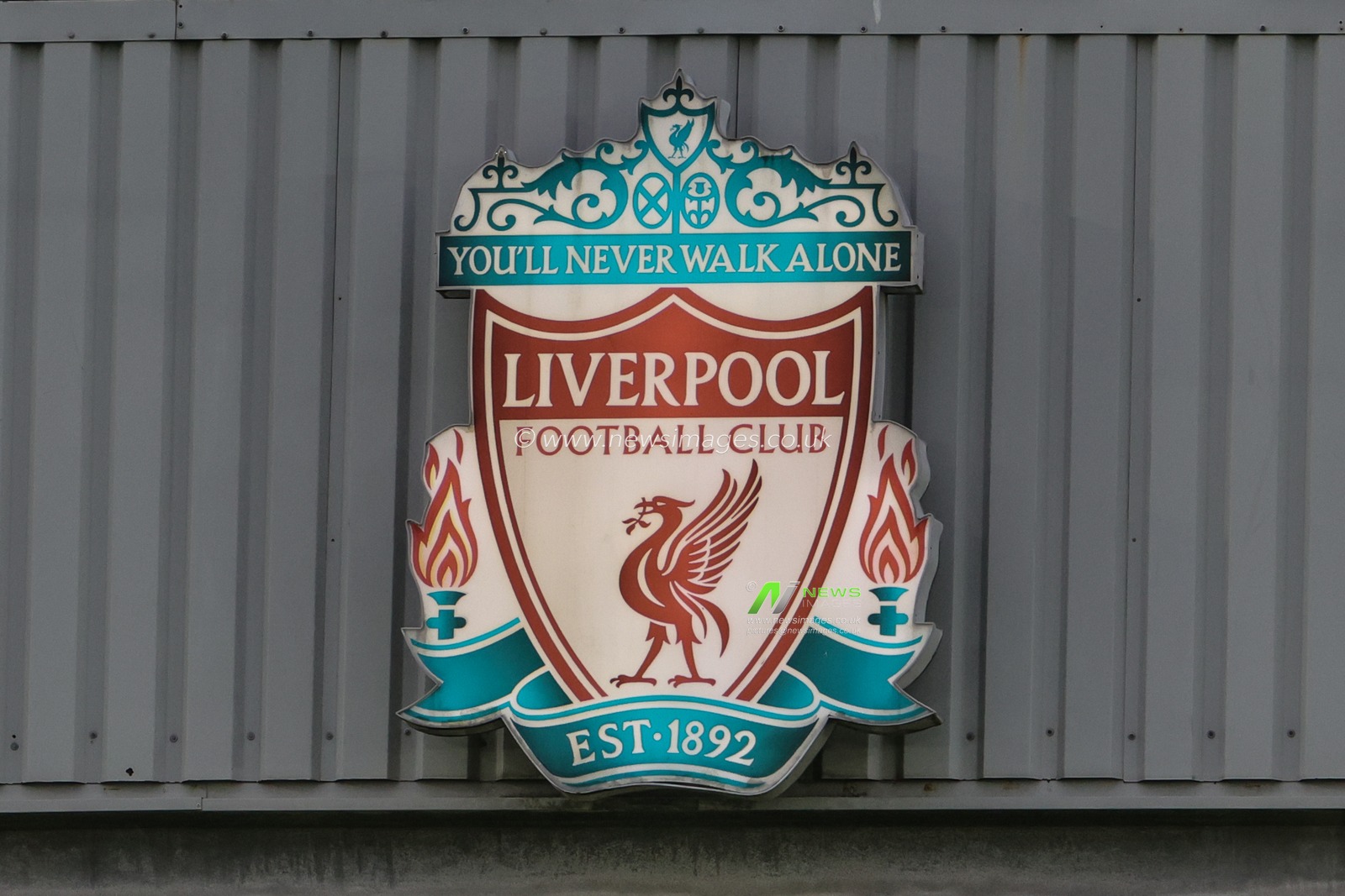 The Liverpool badge lit up at Anfield during the Premier League match Liverpool vs Fulham at Anfield, Liverpool, United Kingdom, 3rd May 2023

(Photo by Mark Cosgrove/News Images)