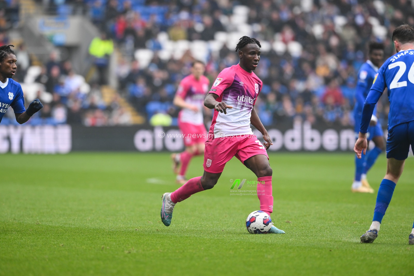Brahima Diarra #35 of Huddersfield Townmakes a break with the ball during the game during the Sky Bet Championship match Cardiff City vs Huddersfield Town at Cardiff City Stadium, Cardiff, United Kingdom, 30th April 2023

(Photo by Craig Thomas/News Images)