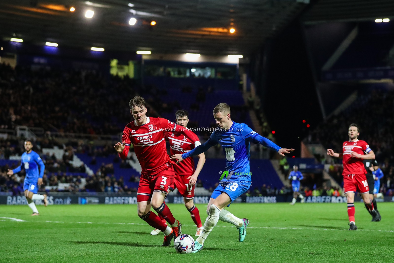 Jay Stansfield of Birmingham City in action during the Sky Bet Championship match Birmingham City vs Middlesbrough at St Andrews, Birmingham, United Kingdom, 12th March 2024

(Photo by Gareth Evans/News Images)