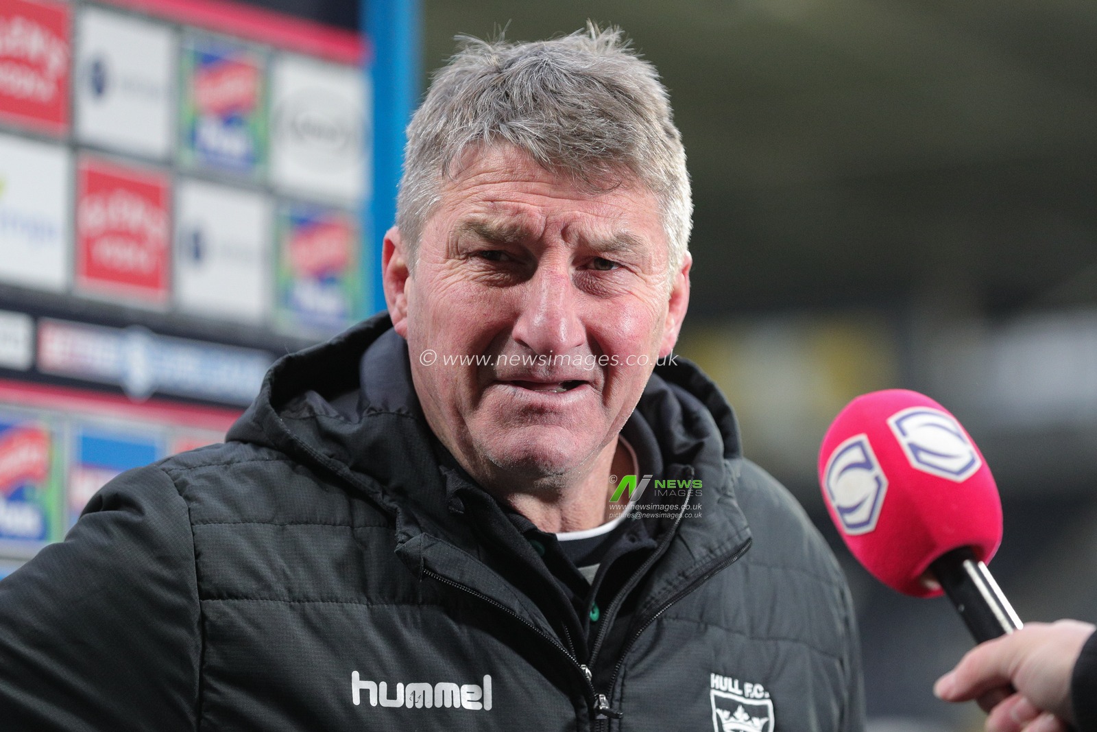 Tony Smith Head Coach of Hull FC is interviewed after the Betfred Super League Round 4 match Hull FC vs Salford Red Devils at MKM Stadium, Hull, United Kingdom, 11th March 2023

(Photo by James Heaton/News Images)