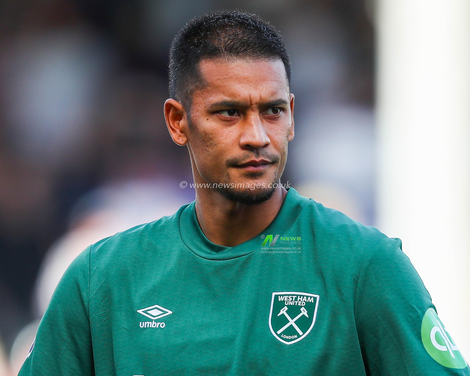 Alphonse Areola of West Ham United looks on prior to the Premier League match Fulham vs West Ham United at Craven Cottage, London, United Kingdom, 14th September 2024

(Photo by Izzy Poles/News Images)