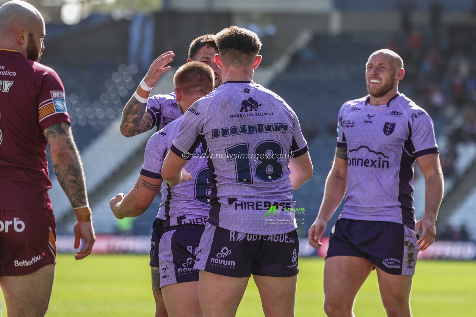 Mikey Lewis of Hull KR celebrates his try during the Betfred Super League Round 6 match Huddersfield Giants vs Hull KR at John Smith's Stadium, Huddersfield, United Kingdom, 30th March 2025

(Photo by Alfie Cosgrove/News Images)