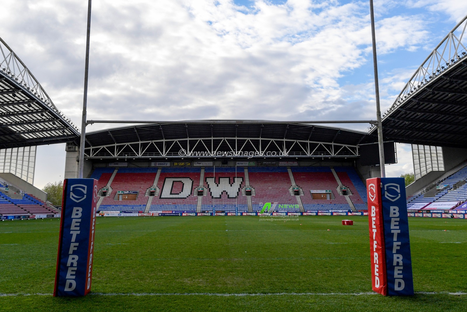 A general view of the DW Stadium, the home of Wigan Warriors