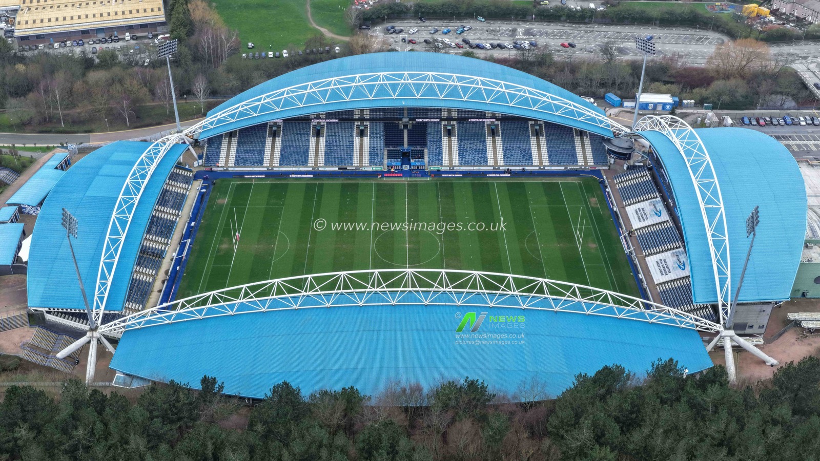 An aerial view of The Accu Stadium during the Betfred Super League Round 4 match Huddersfield Giants vs Hull KR at Accu Stadium, Huddersfield, United Kingdom on 08 March 2026

(Photo by Mark Cosgrove/News Images)