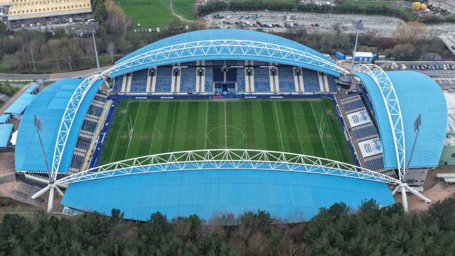 An aerial view of The Accu Stadium during the Betfred Super League Round 4 match Huddersfield Giants vs Hull KR at Accu Stadium, Huddersfield, United Kingdom on 08 March 2026

(Photo by Mark Cosgrove/News Images)