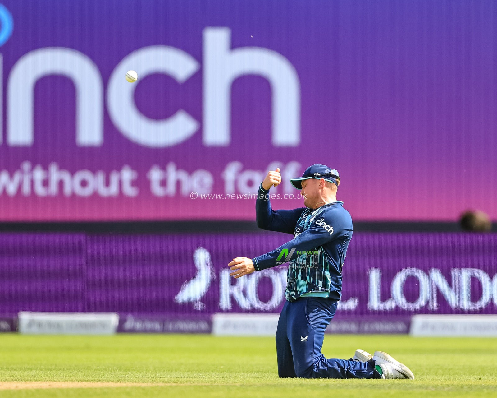 Jason Roy of England celebrates catching Shikhar Dhawan of India