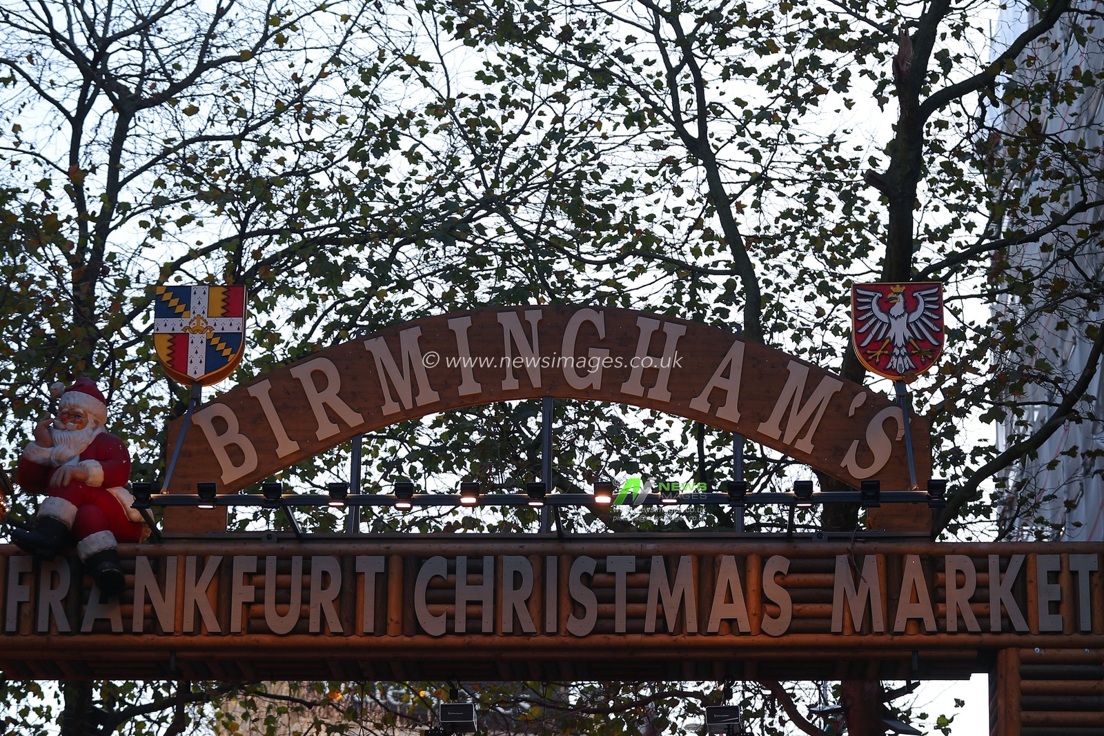 A sign showing â€˜Birminghamâ€™s Frankfurt Christmas Marketâ€™ in Birmingham at Birmingham City Centre, Brimingham, United Kingdom, 25th November 2022

(Photo by Gareth Evans/News Images)