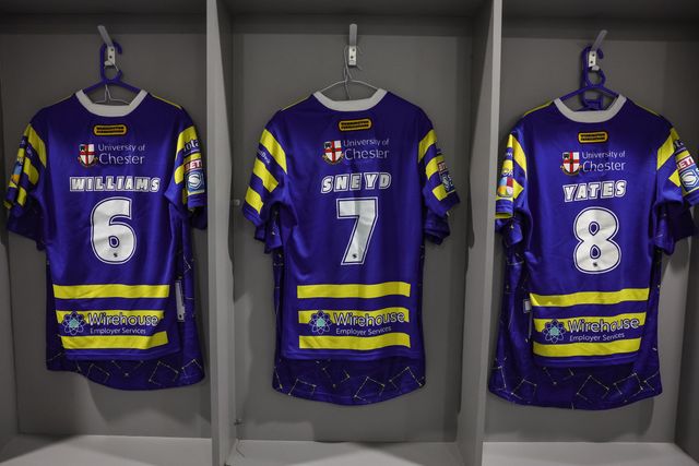 Shirt backs of  George Williams, Marc Sneyd and Luke Yates of Warrington Wolves during the Betfred Super League Round 4 match York Knights vs Warrington Wolves at LNER Community Stadium, York, United Kingdom on 06 March 2026

(Photo by Mark Cosgrove/News Images)