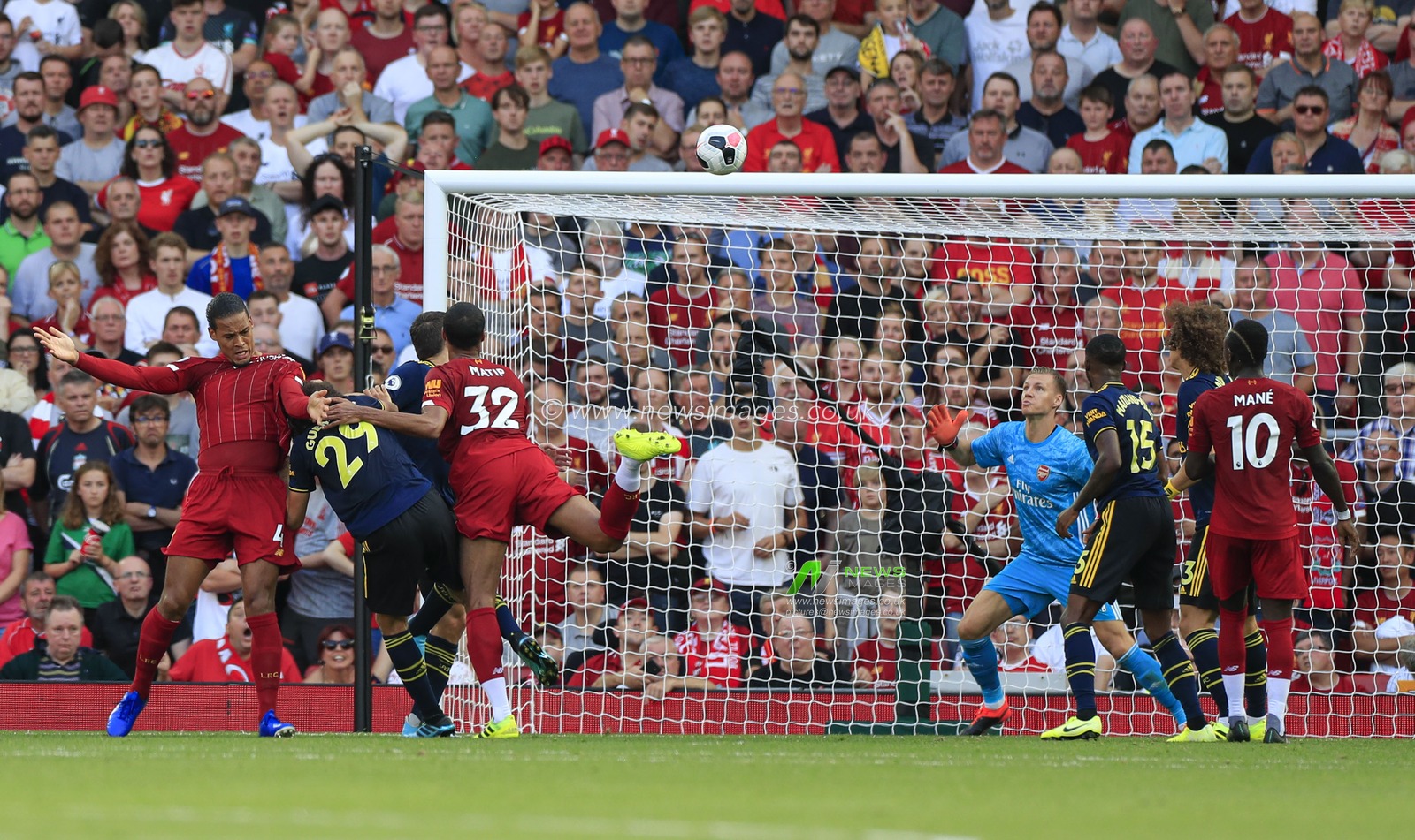 23rd August 2019 , Anfield, Liverpool, England; Premier League Football, Liverpool vs Arsenal ;   Joel Matip (23) of Liverpool scores the opening goal in the 41st minute, 1-0 to Liverpool

Credit: Conor Molloy/News Images 


Premier League/EFL Football images are subject to DataCo Licence