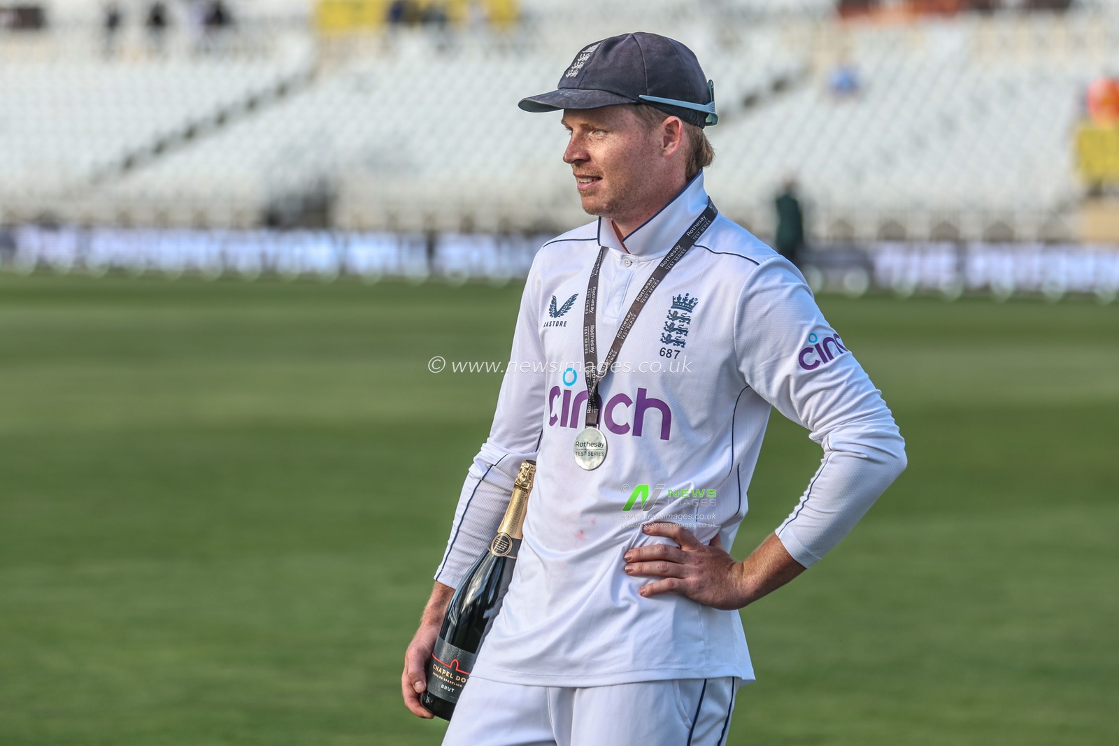 Ollie Pope of England is player of the match during the Rothesay Test Match day four match England vs West Indies at Trent Bridge, Nottingham, United Kingdom, 21st July 2024

(Photo by Mark Cosgrove/News Images)