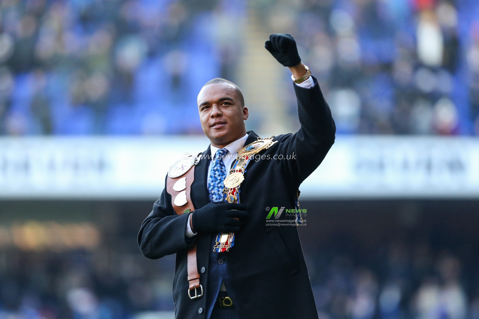 British heavyweight boxing champion Fabio Wardley seen at half time during the Sky Bet League 1 match Ipswich Town vs Peterborough at Portman Road, Ipswich, United Kingdom, 10th December 2022

(Photo by Arron Gent/News Images)