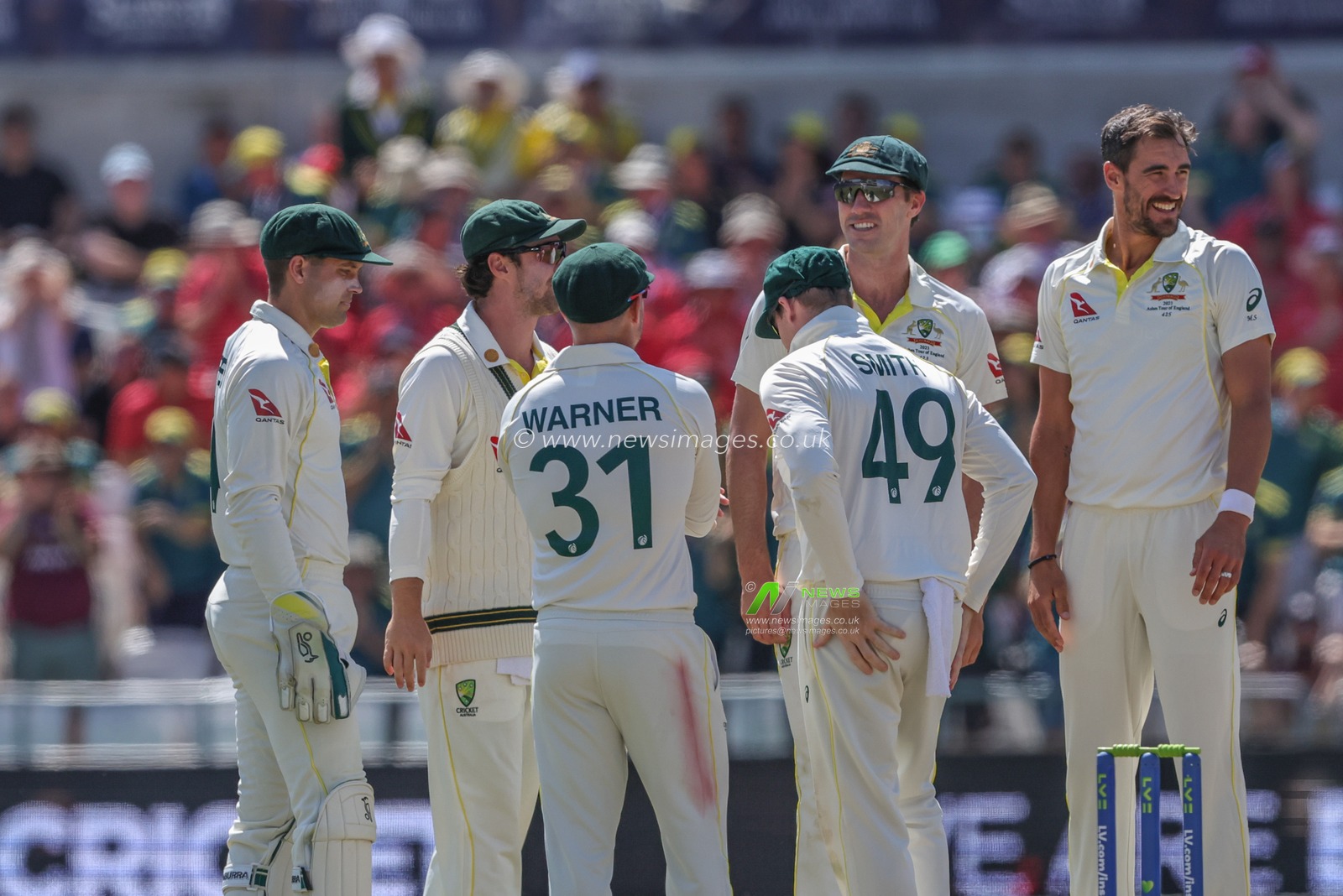 Steven Smith of Australia celebrates with teammates after catching out Jonny Bairstow of England during the LV= Insurance Ashes Third Test Series Day 2 England v Australia at Headingley Stadium, Leeds, United Kingdom, 7th July 2023

(Photo by Mark Cosgrove/News Images)
