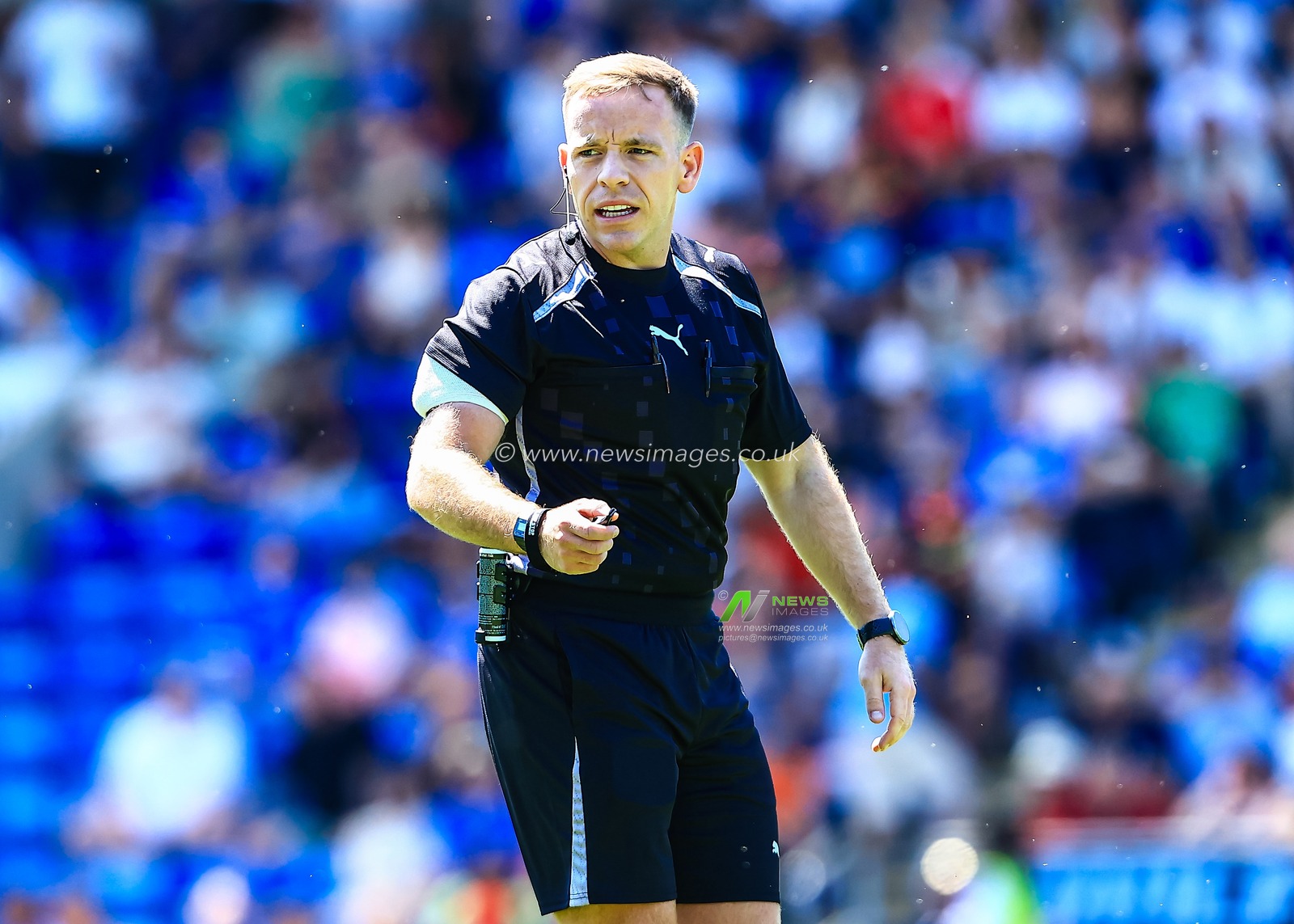 referee Callum Jones during the Pre-season friendly match Chesterfield vs Nottingham Forest at SMH Group Stadiumact Stadium, Chesterfield, United Kingdom, 12th July 2025

(Photo by Richard Bierton/News Images)