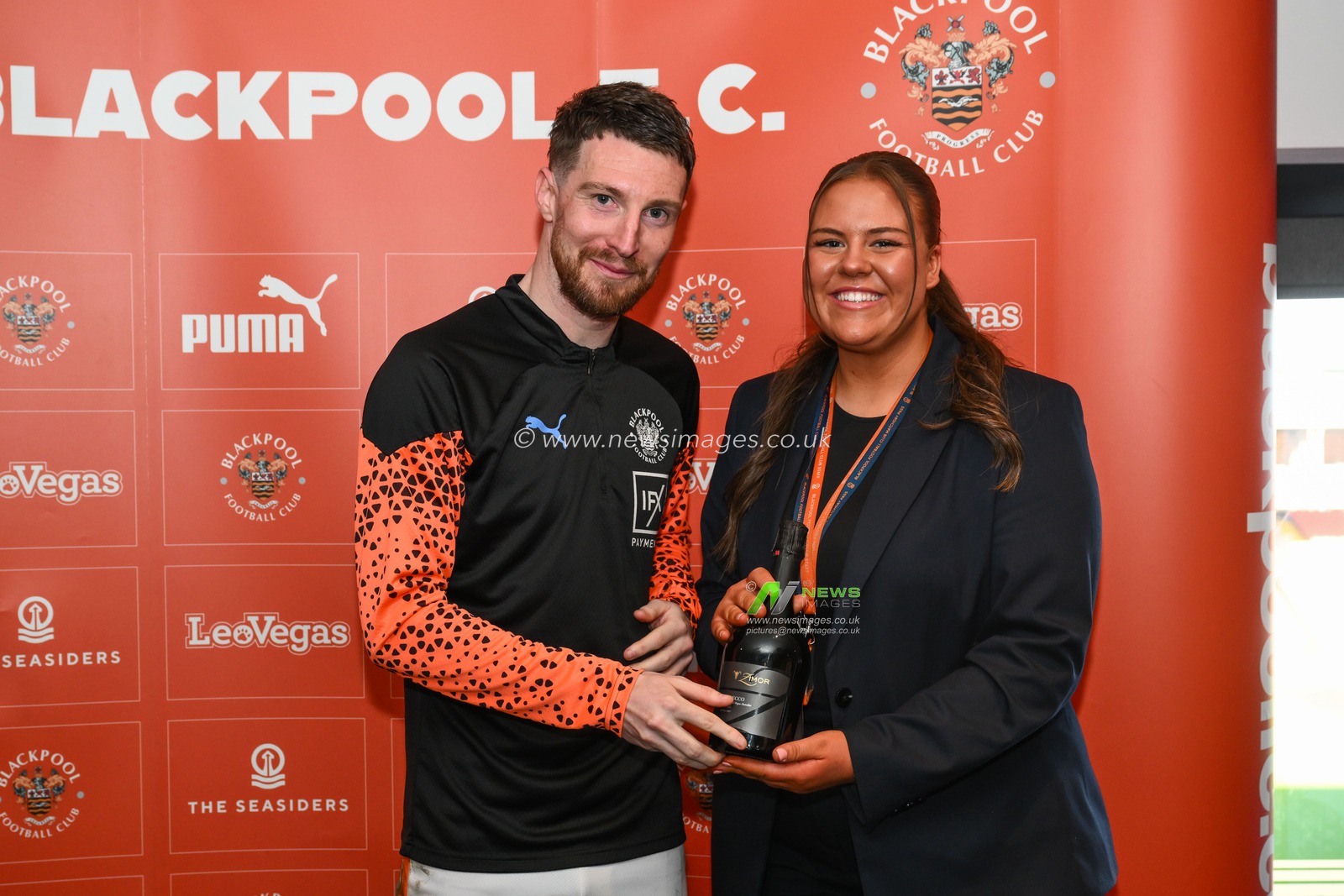 James Husband of Blackpool man of the match presentation during the Sky Bet League 1 match Blackpool vs Barnsley at Bloomfield Road, Blackpool, United Kingdom, 20th April 2024

(Photo by Craig Thomas/News Images)
