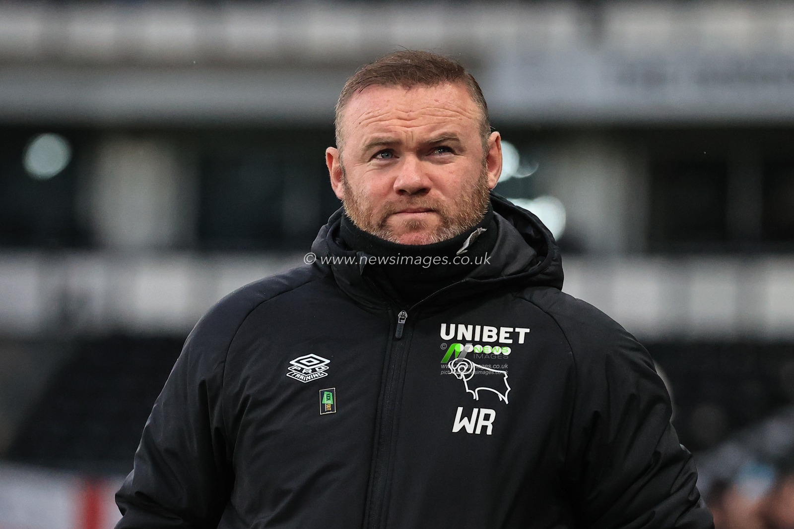 Wayne Rooney manager of Derby County during the game