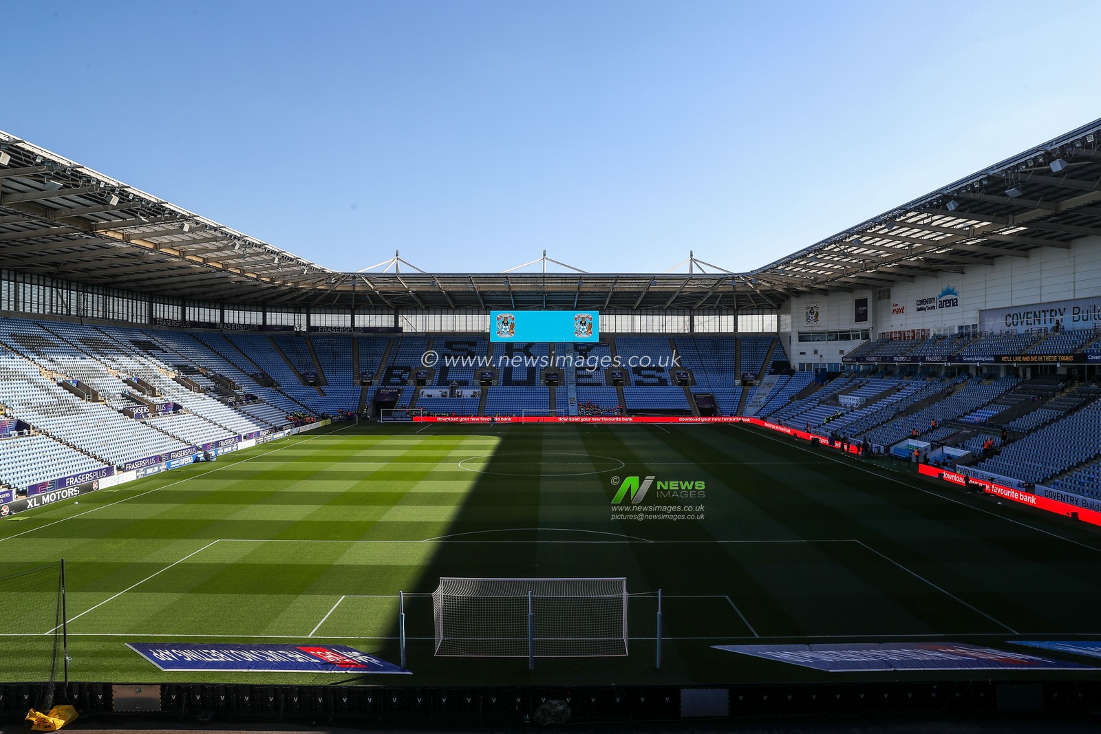 A general view inside of the Coventry Building Society Arena, home of Coventry City ahead of the Sky Bet Championship Palyoff Semi-final match Coventry City vs Sunderland at Coventry Building Society Arena, Coventry, United Kingdom, 9th May 2025

(Photo by Gareth Evans/News Images)