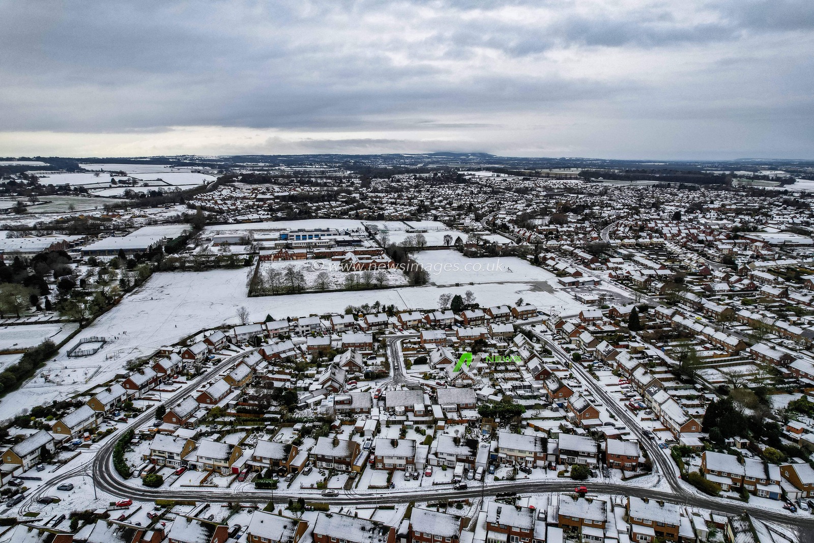 Aerial views of Newport, Shropshire, after Storm Goretti caused disruption across the area, Newport, Telford and Wrekin, United Kingdom, January 9, 2026.

(Photo by Euan Manning/News Images)

*** GER AUT SUI OUT ***