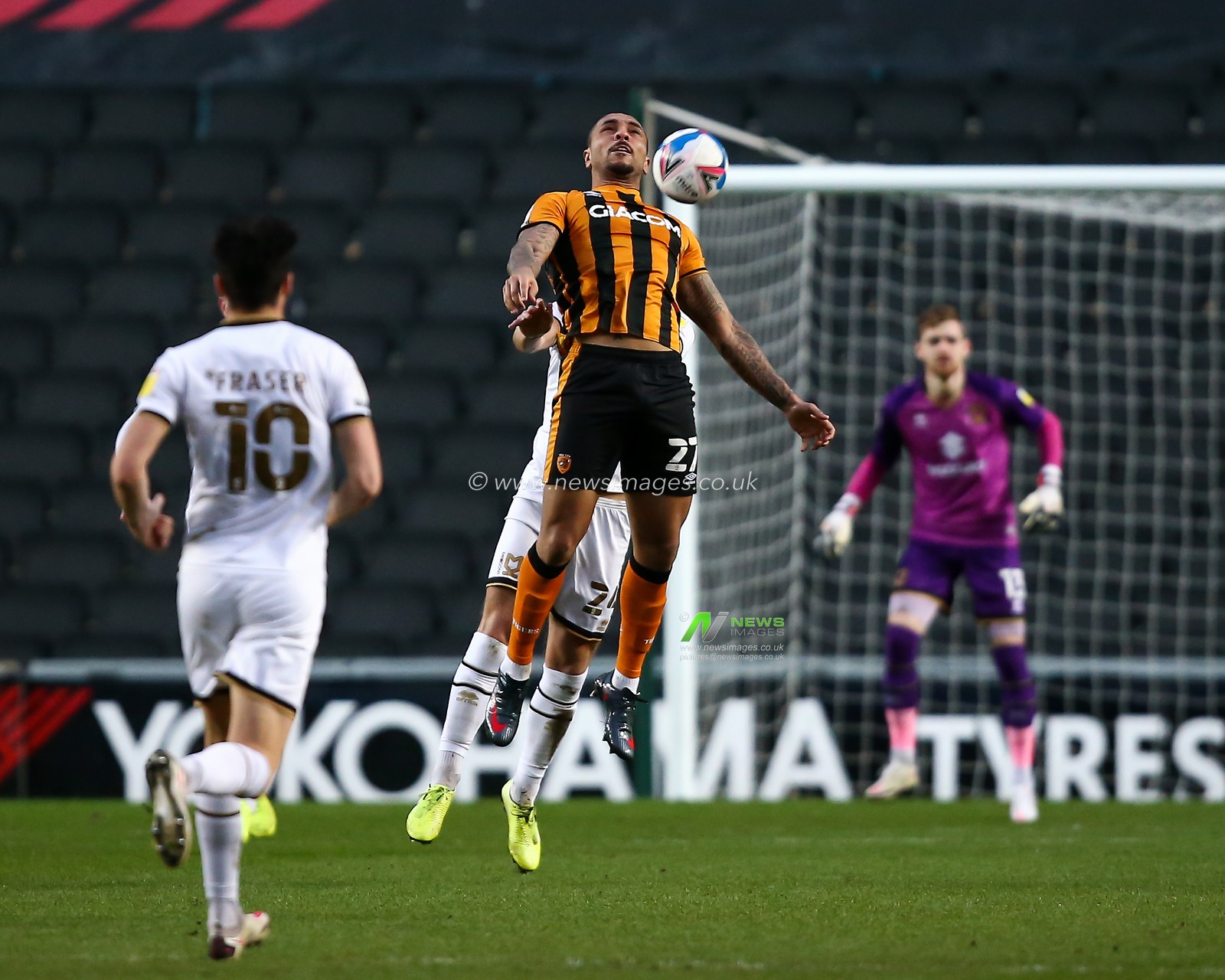 Josh Magennis #27 of Hull City controls the ball on his chest