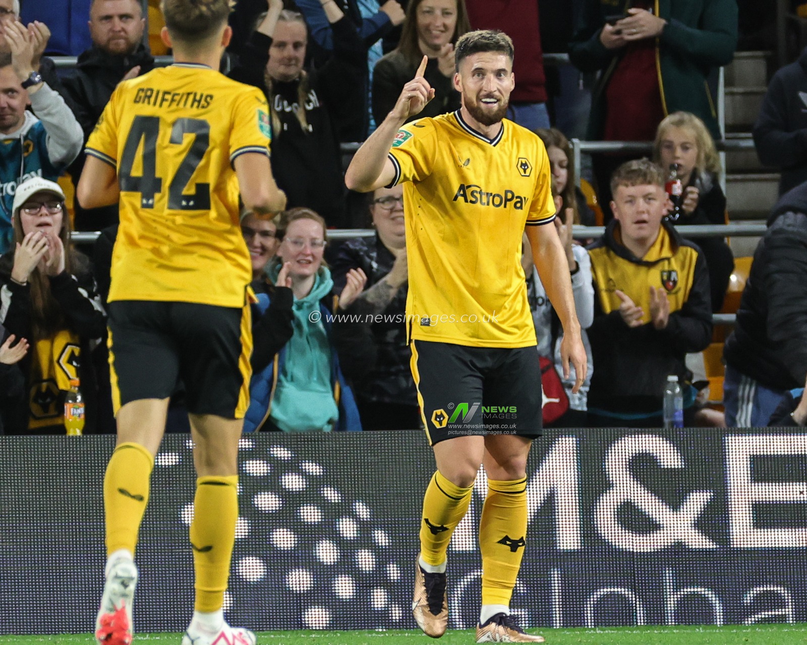 Matt Doherty #2 of Wolverhampton Wanderers celebrates his goal to make it 3-0 during the Carabao Cup match Wolverhampton Wanderers vs Blackpool at Molineux, Wolverhampton, United Kingdom, 29th August 2023

(Photo by Mark Cosgrove/News Images)