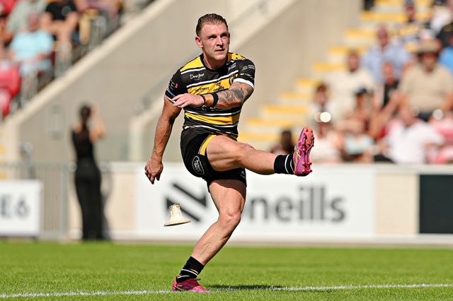 Liam Harris of York Knights RLFC takes a conversion during the Betfred Championship match York City Knights vs Featherstone Rovers at LNER Community Stadium, York, United Kingdom, 29th June 2025

(Photo by Sam Eaden/News Images)