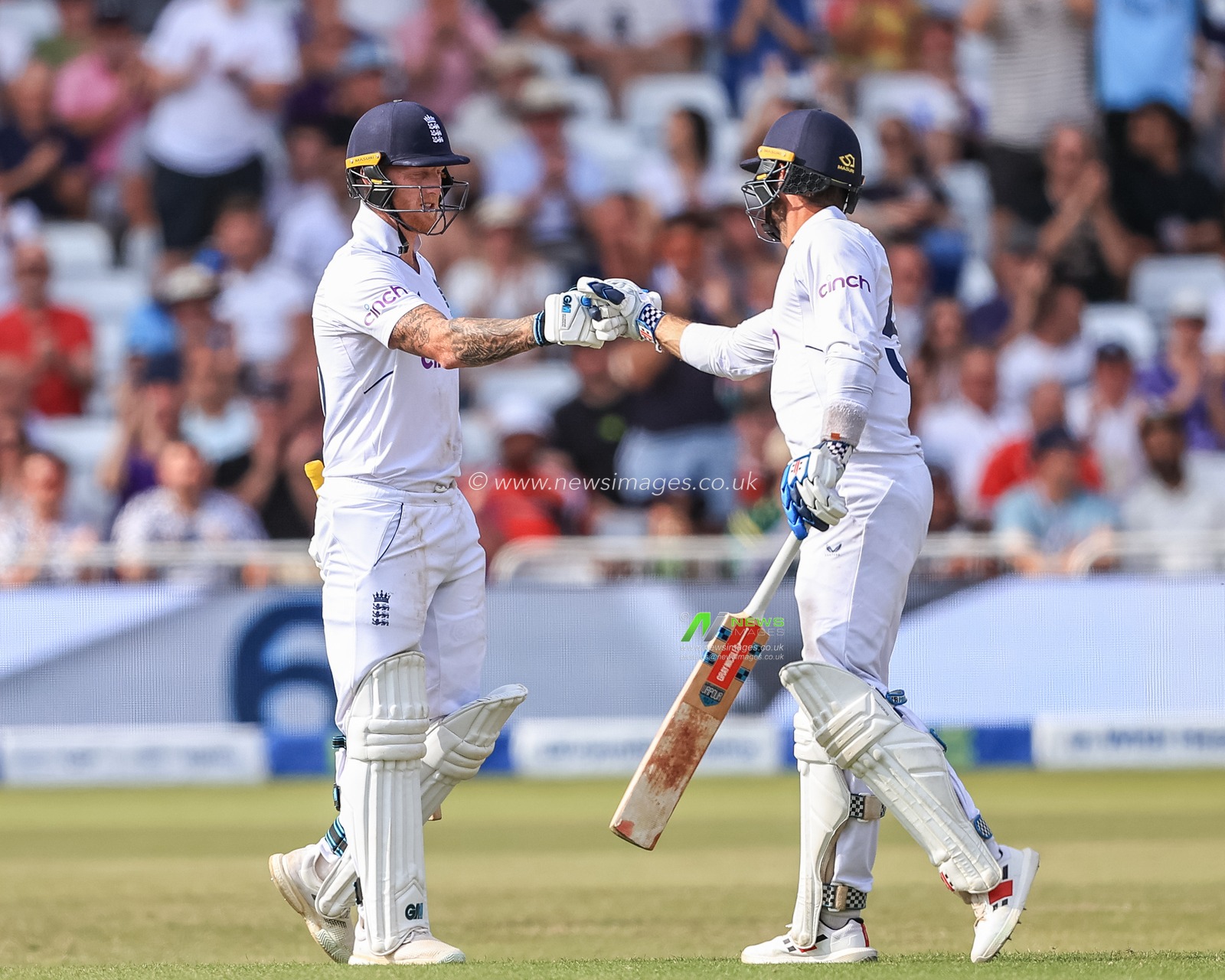Ben Stokes of England and Ben Foakes of England celebrate winning the test and the series
