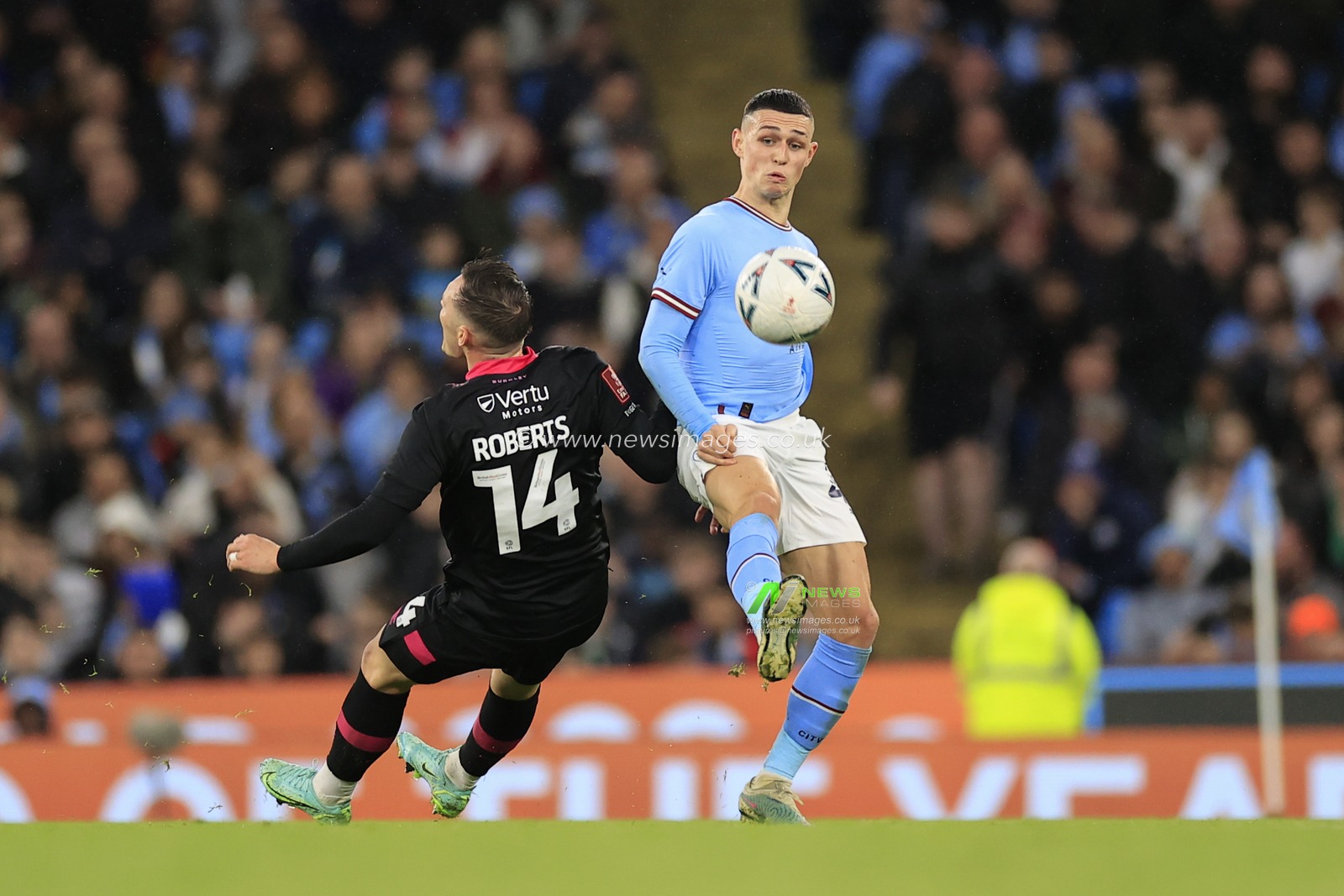 Phil Foden #47 of Manchester City controls the ball during the Emirates FA Cup Quarter Final match Manchester City vs Burnley at Etihad Stadium, Manchester, United Kingdom, 18th March 2023

(Photo by Conor Molloy/News Images)