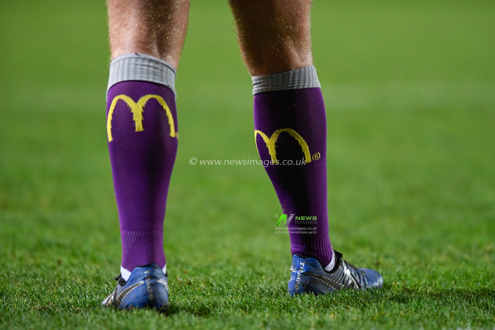 Jordan Abdull (7) of Hull KR wears Hull KR socks with the McDonalds logo