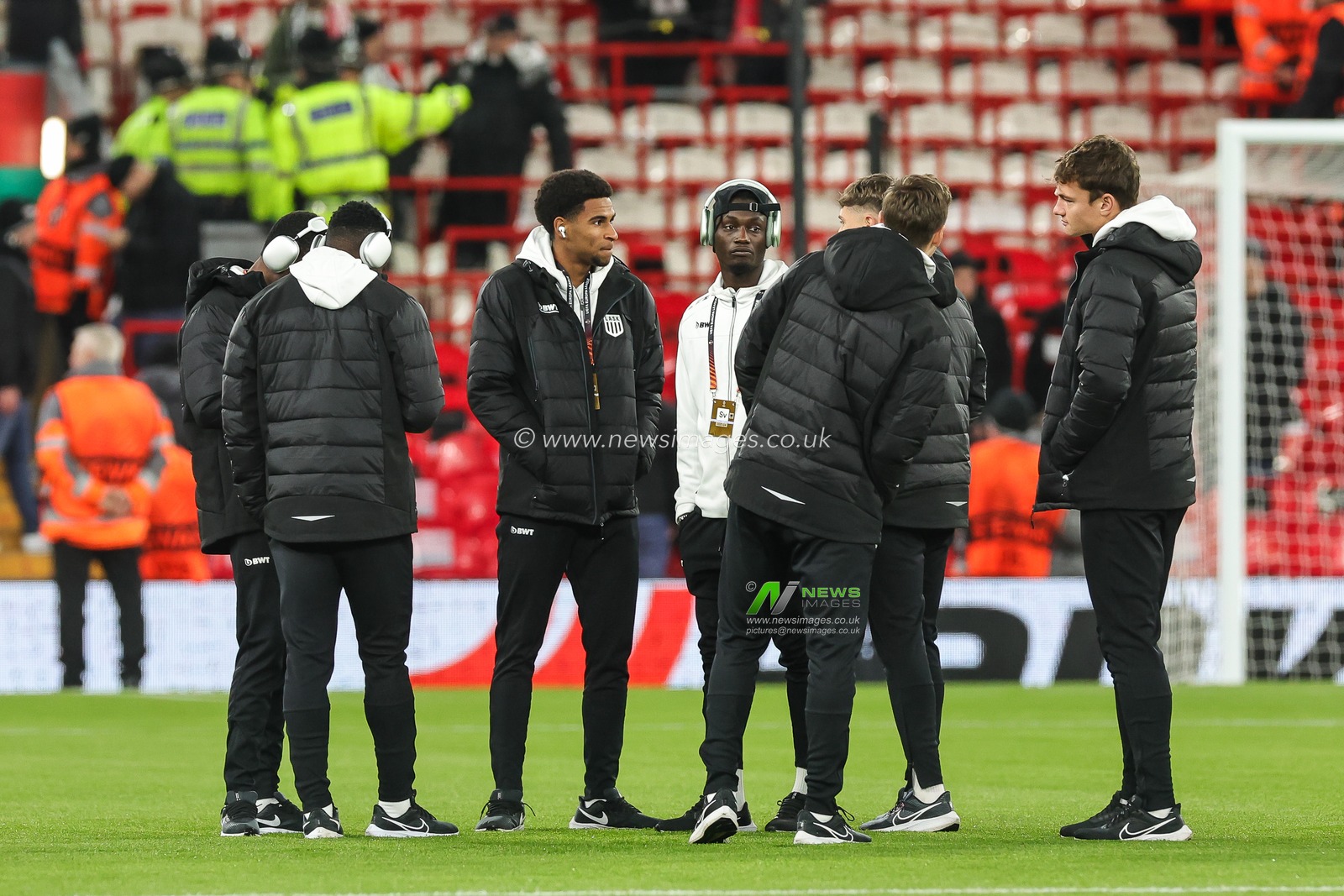 LASK players arrive ahead of the UEFA Europa League match Liverpool vs LASK at Anfield, Liverpool, United Kingdom, 30th November 2023

(Photo by Mark Cosgrove/News Images)